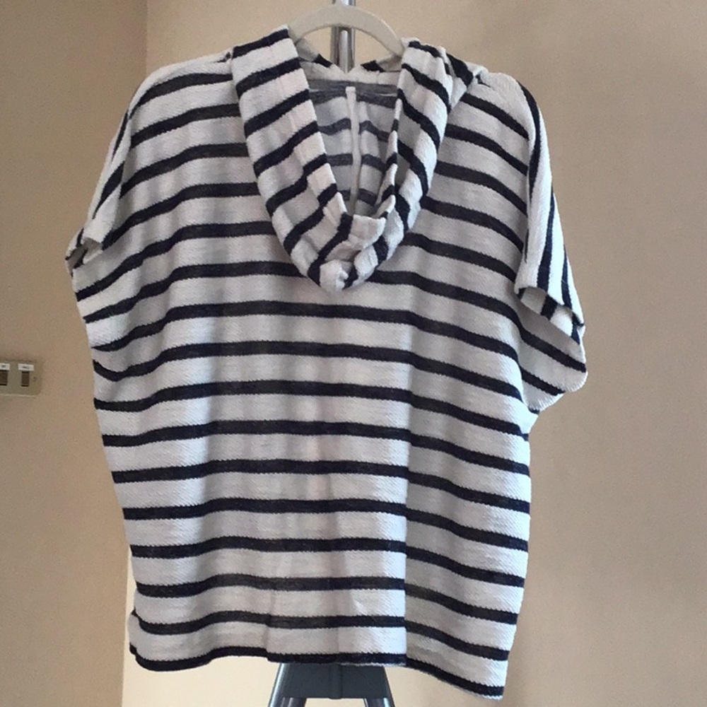 Loft Lou & Grey Striped Terry Poncho Hoodie - Picture 2 of 7